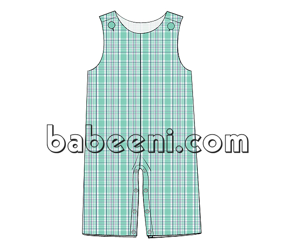 Nice navy and mint plaid longall for boys - BC 709